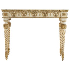 Late 18th Century Italian Carved Giltwood and Painted Console Table