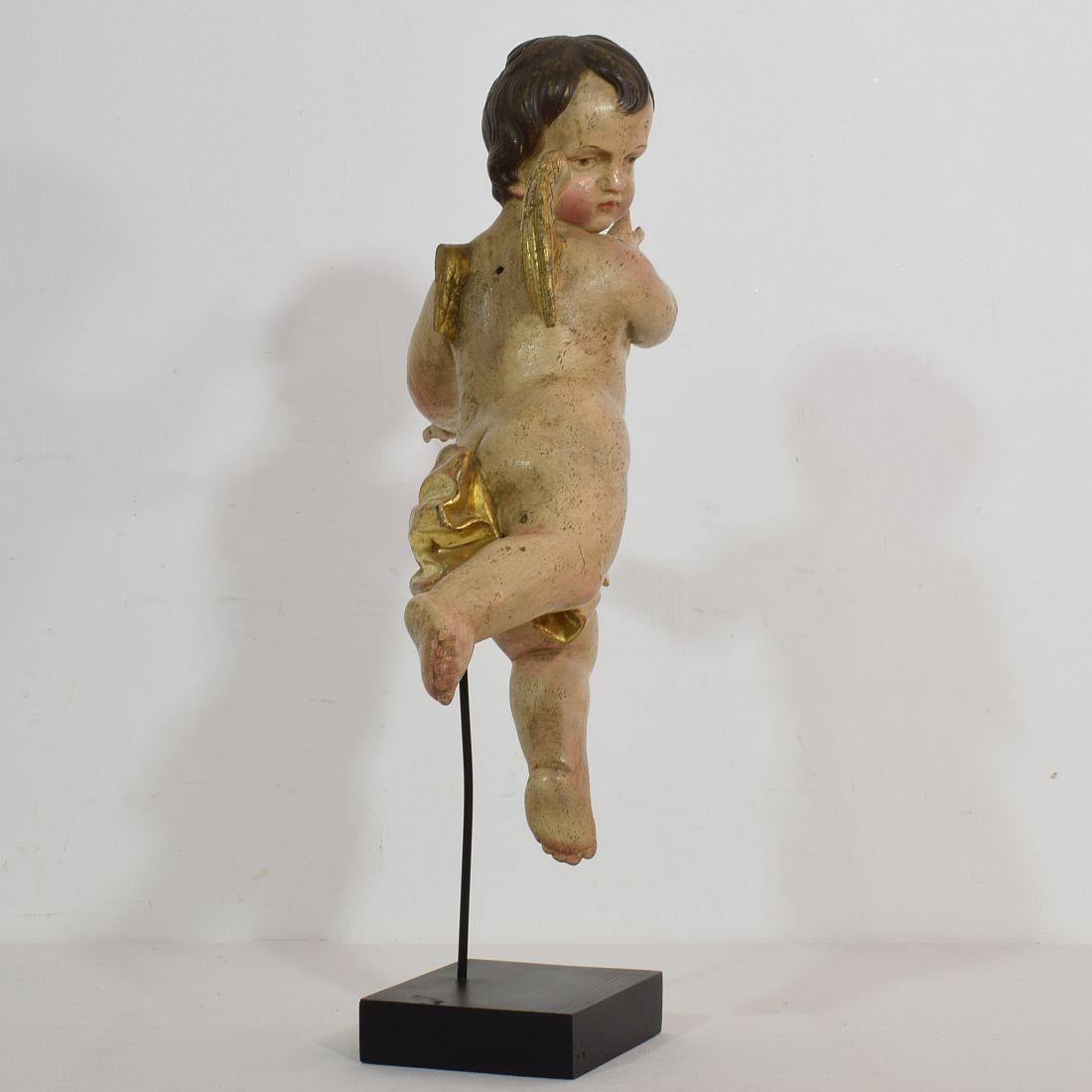 Late 18th Century, Italian Carved Wood Baroque Angel In Good Condition In Buisson, FR