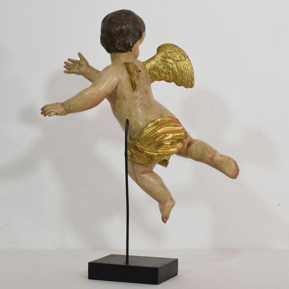 18th Century and Earlier Late 18th Century, Italian Carved Wood Baroque Angel