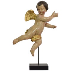 Late 18th Century, Italian Carved Wood Baroque Angel
