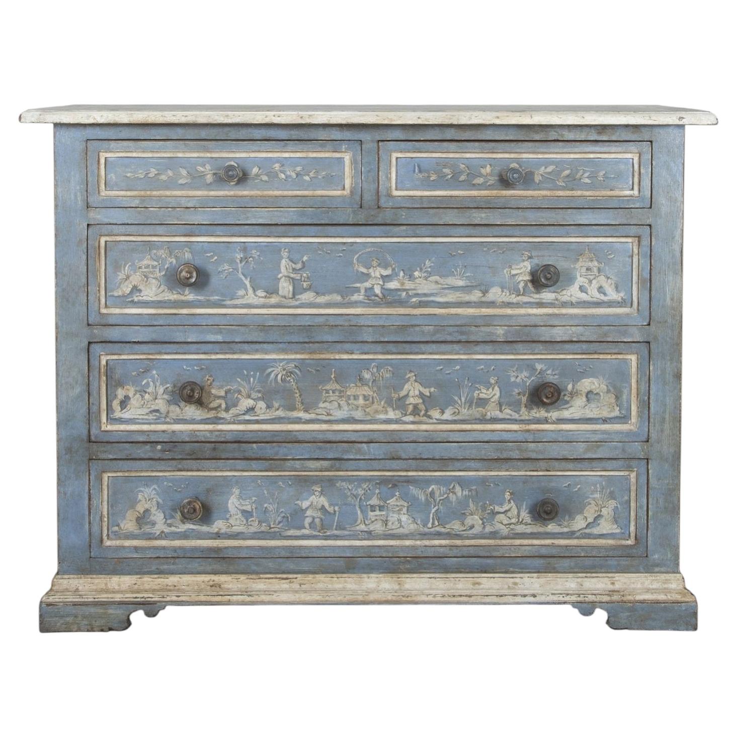 Cómoda decorada con Chinoiserie italiana de finales del siglo XVIII