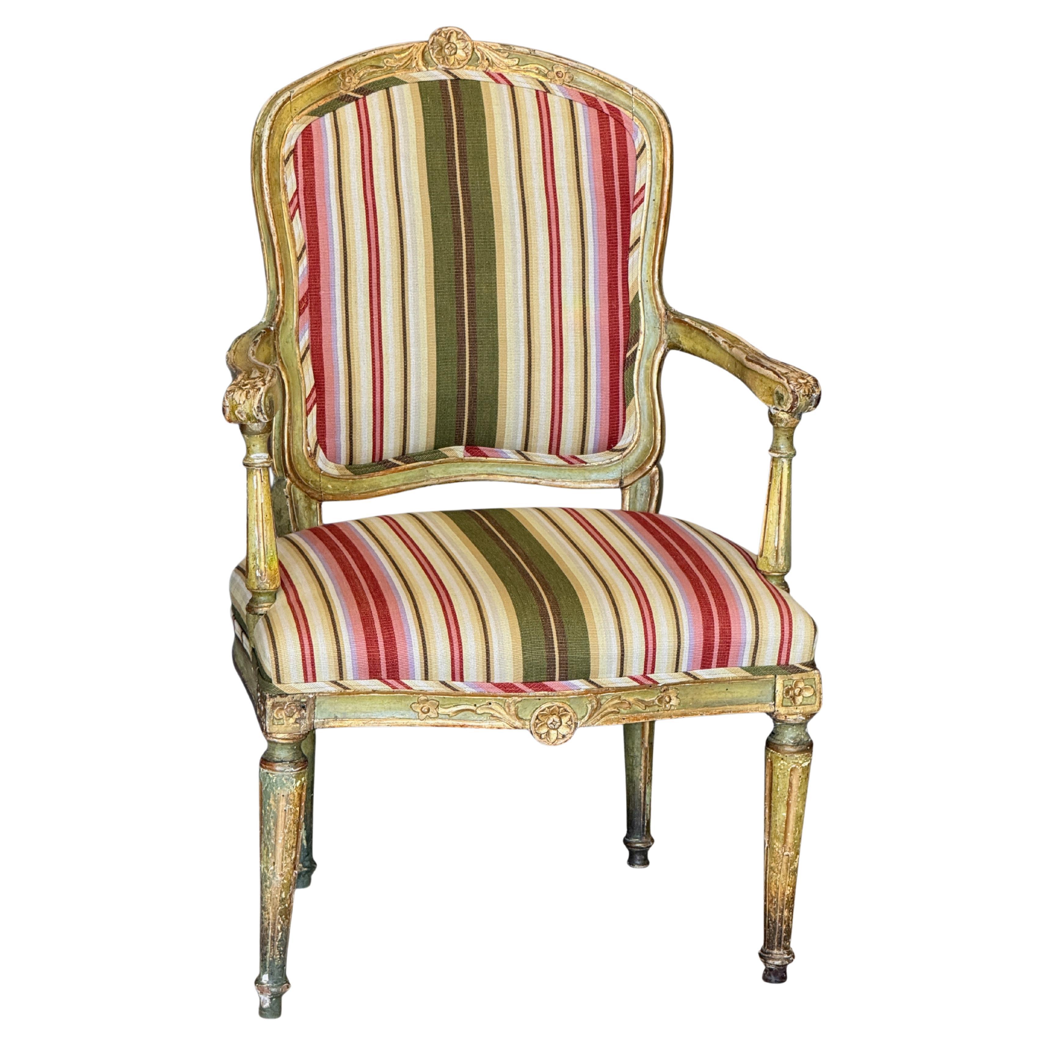 Fin du XVIIIe siècle - Fauteuil classique italien doré à la parcelle en vente