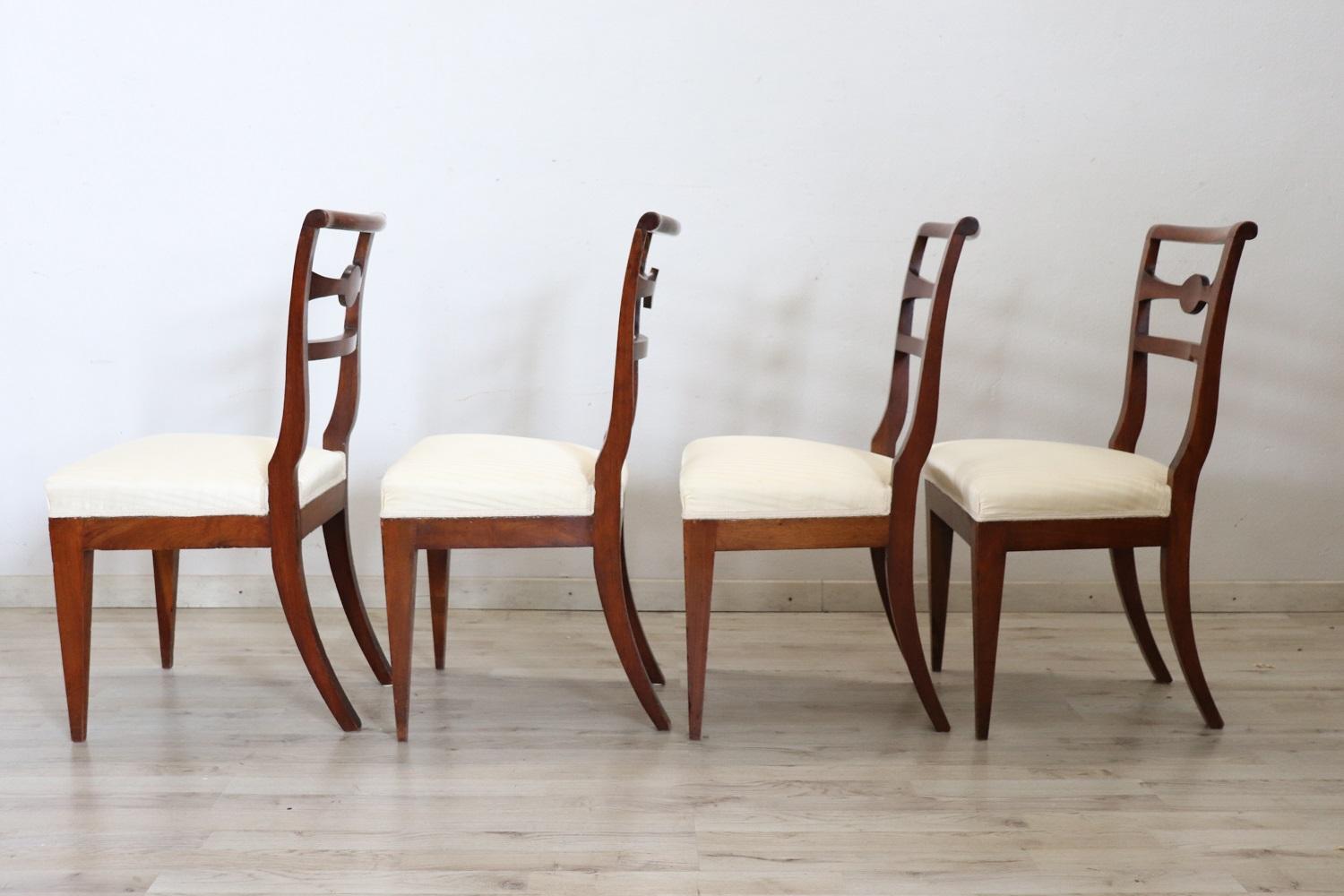 Late 18th Century Italian Directoire Antique Dining Room Chairs, Set of Four 6