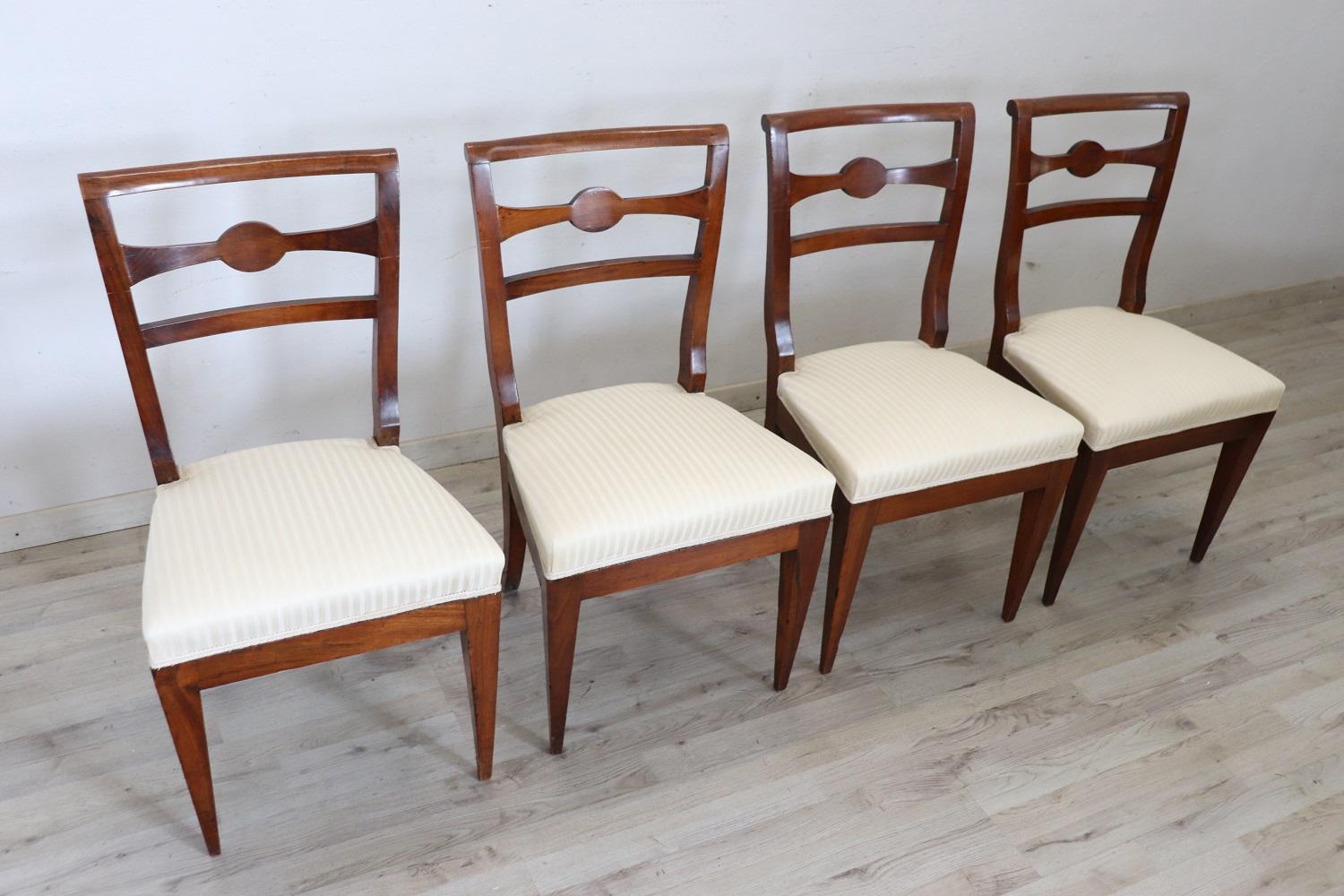 Late 18th Century Italian Directoire Antique Dining Room Chairs, Set of Four In Good Condition In Casale Monferrato, IT