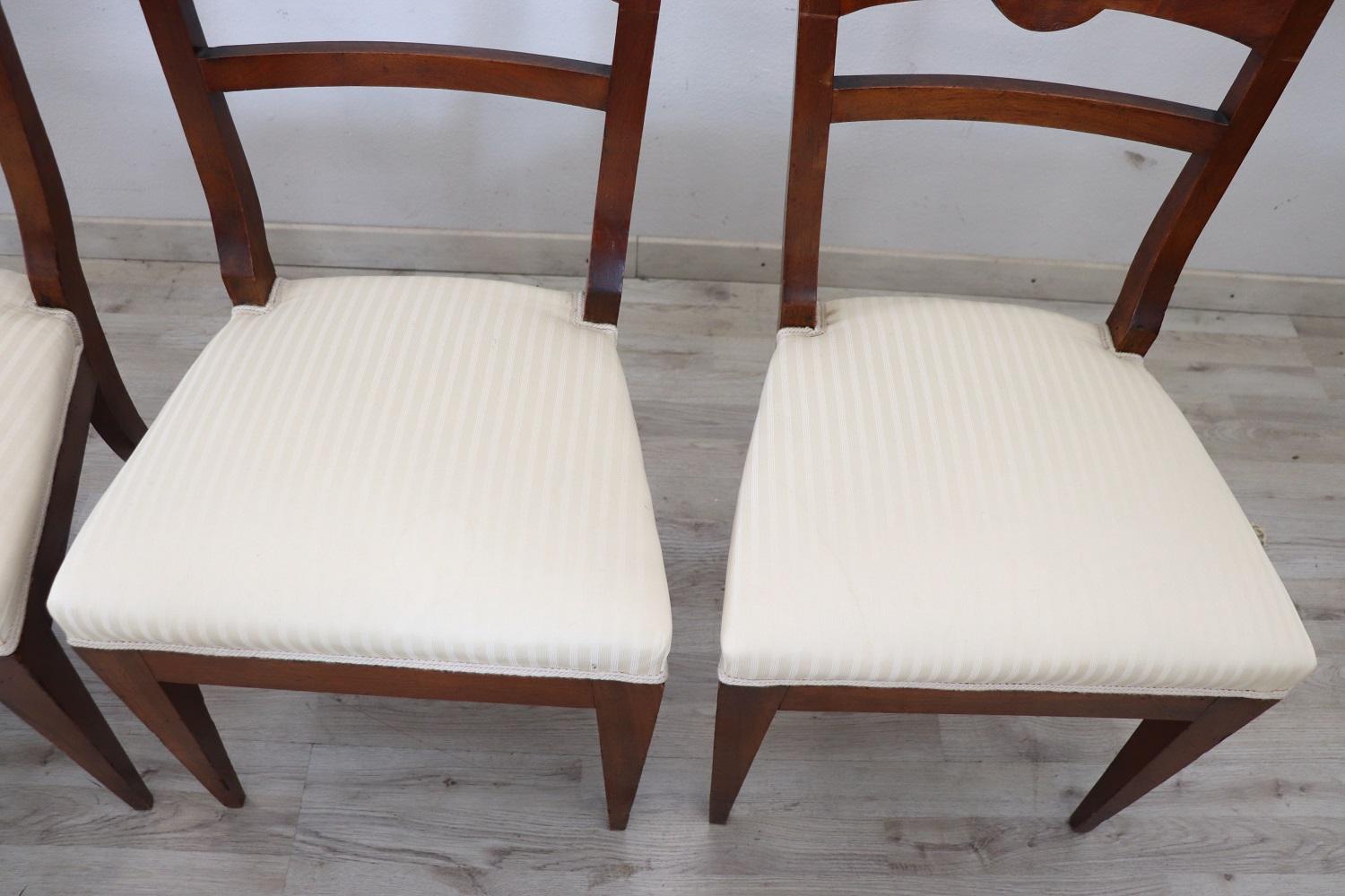 Late 18th Century Italian Directoire Antique Dining Room Chairs, Set of Four 1