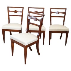 Late 18th Century Italian Directoire Antique Dining Room Chairs, Set of Four