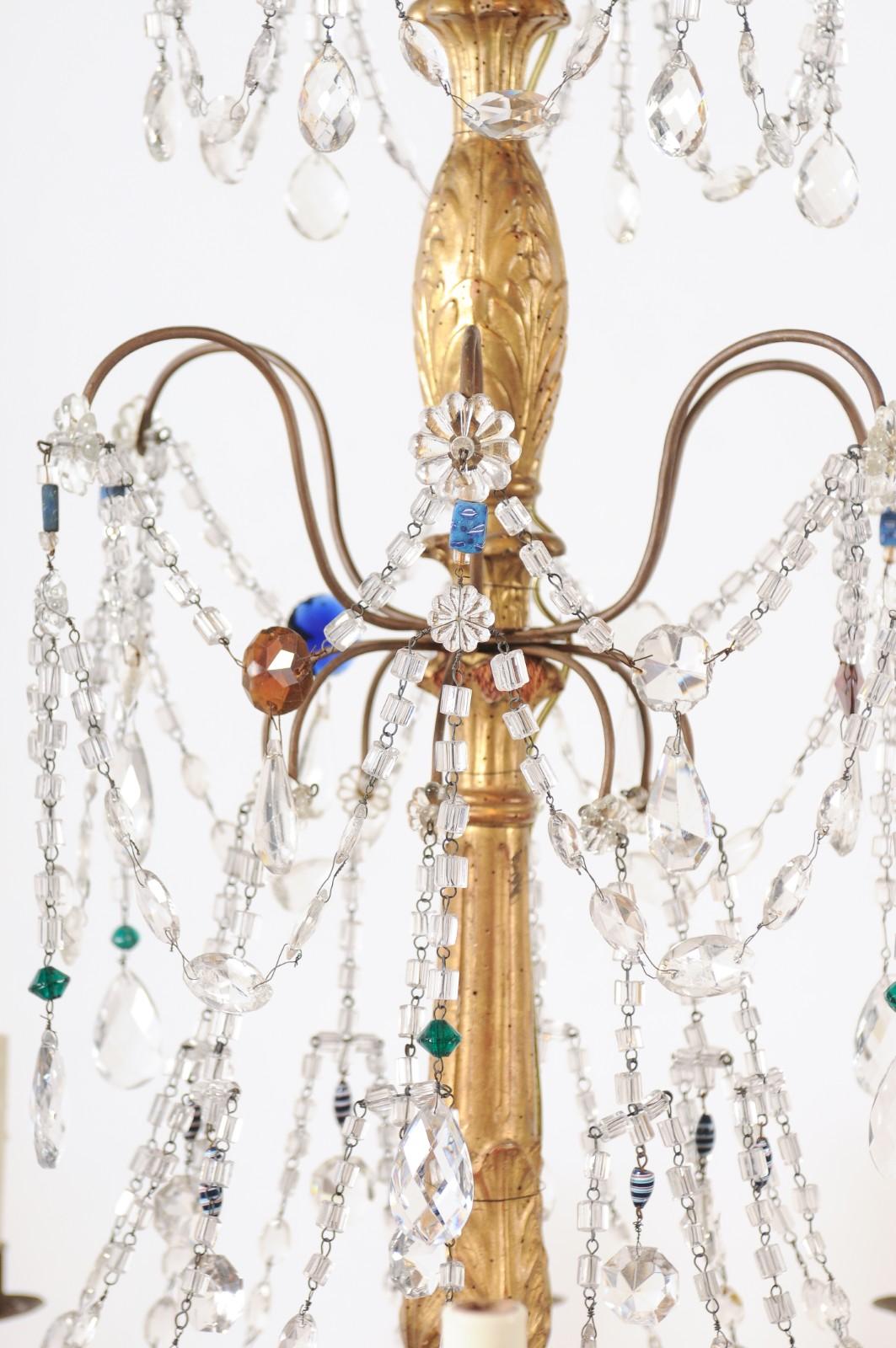 Araña italiana genovesa de madera dorada y cristal de finales del siglo XVIII en venta 11