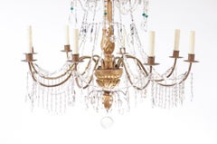 Italienischer Genovese-Kronleuchter aus Giltwood und Kristall aus dem späten 18.