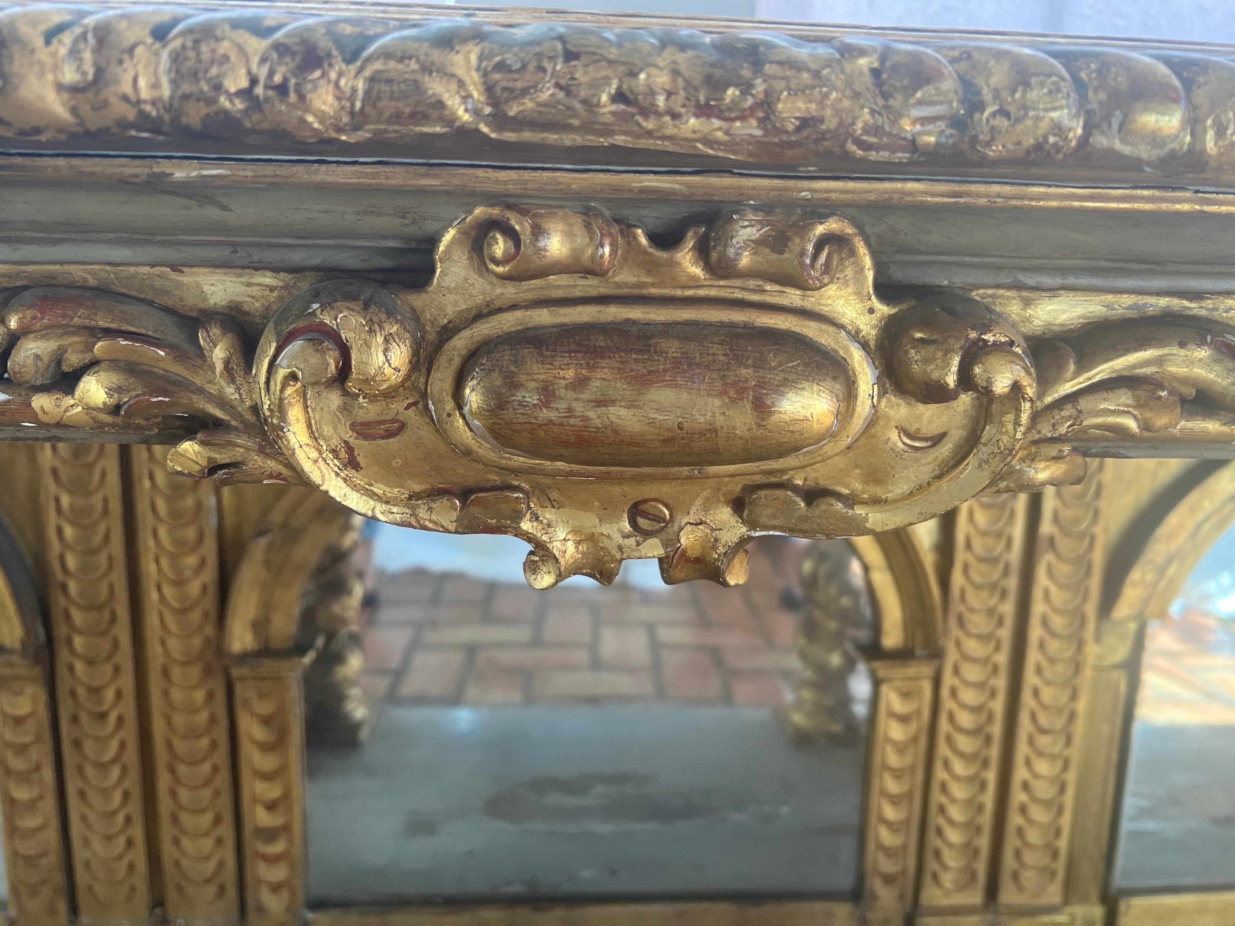 Late 18th Century Italian Gilt Console with Mirrors For Sale 12