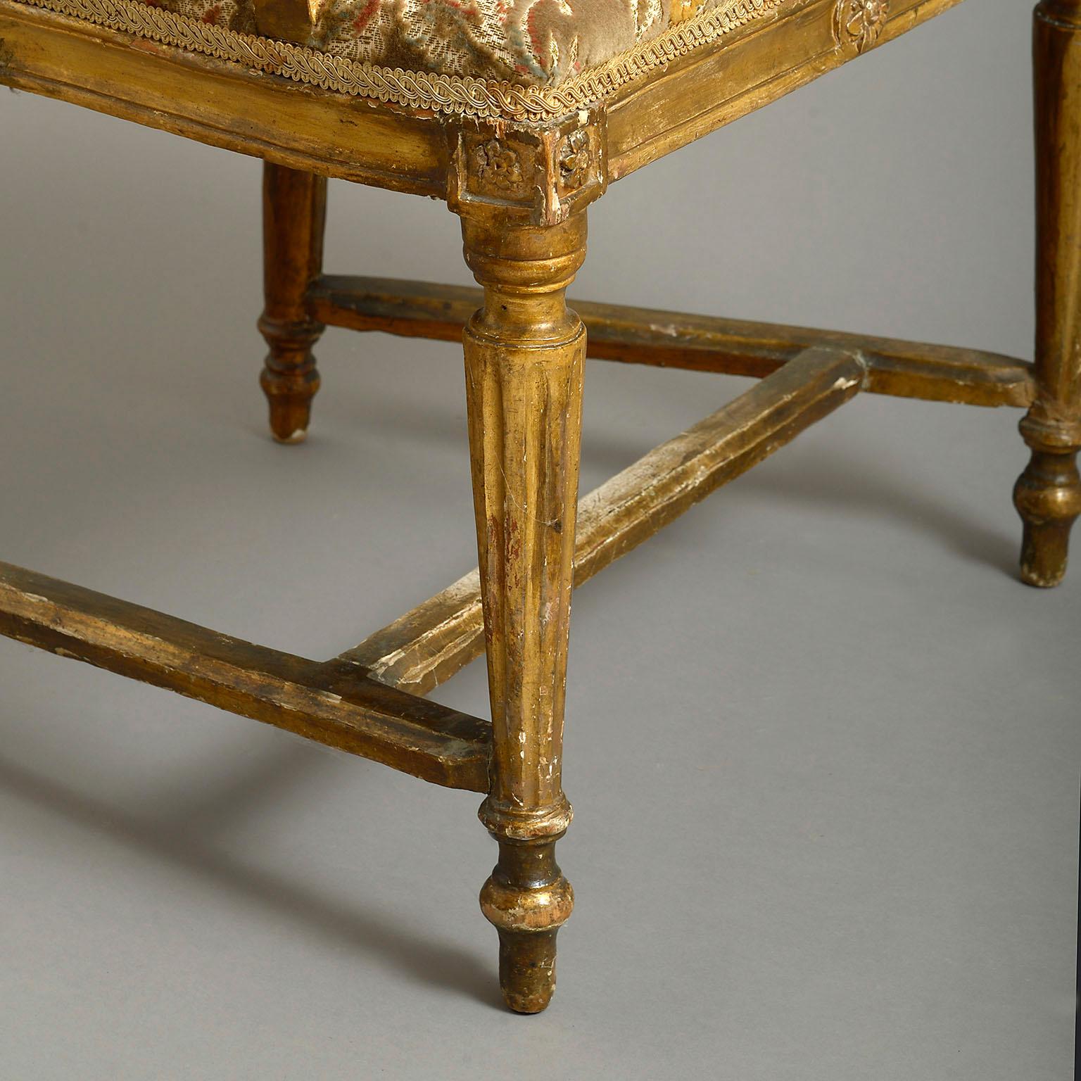 Late 18th Century Italian Giltwood Armchair In Good Condition In London, GB