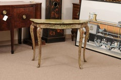 Late 18th Century Italian Green Painted Console Table with Floral Decoration
