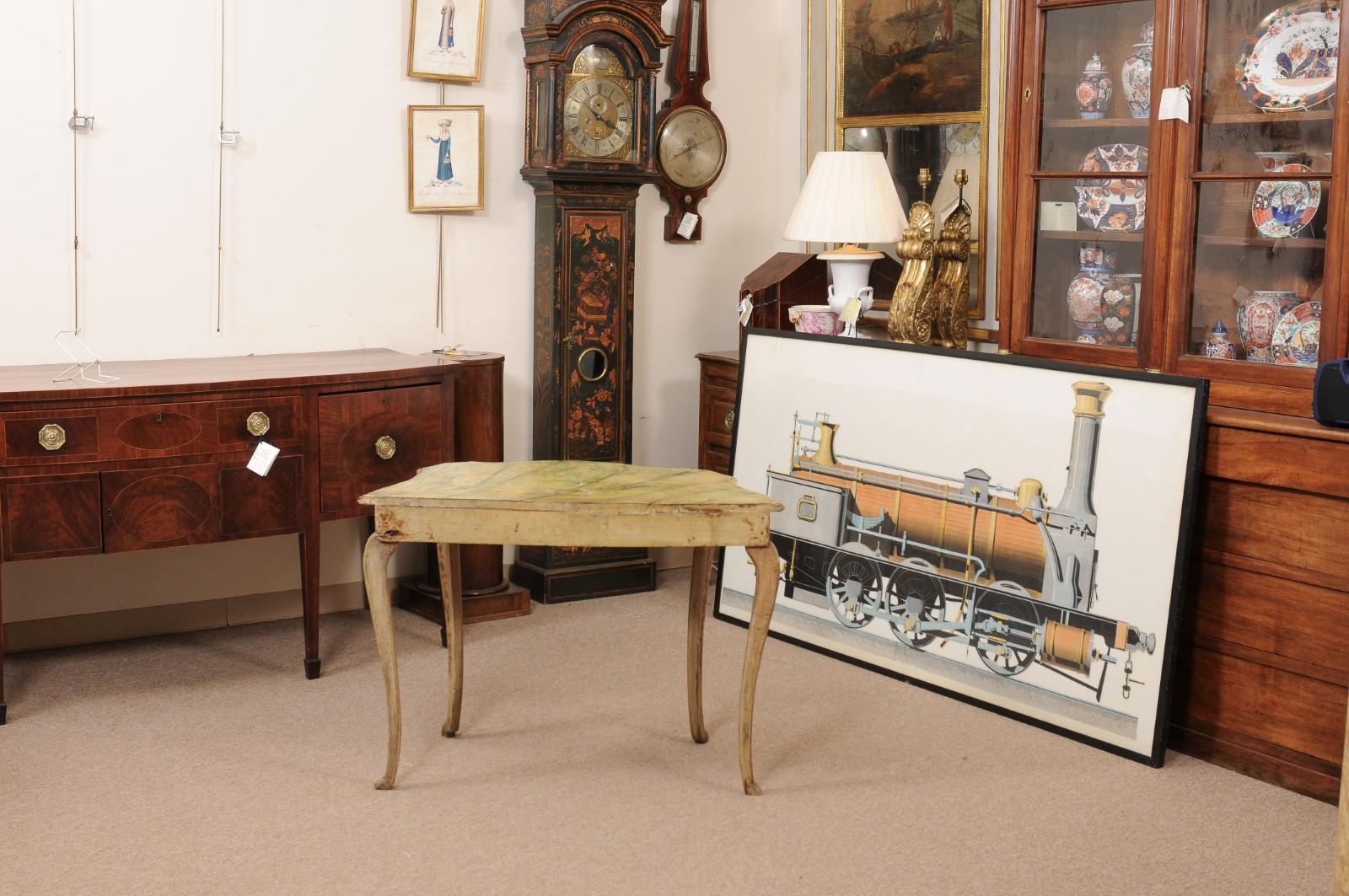 Late 18th Century Italian Green Painted Console Table with Floral Decoration For Sale 2