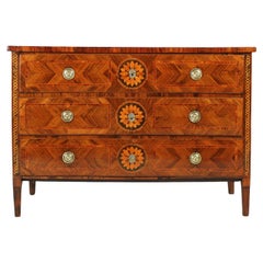 Late 18th Century, Italian Louis XVI Commode With Marquetry