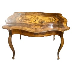 Late 18th Century Italian Marquetry Table with Hunting Scene Inlay