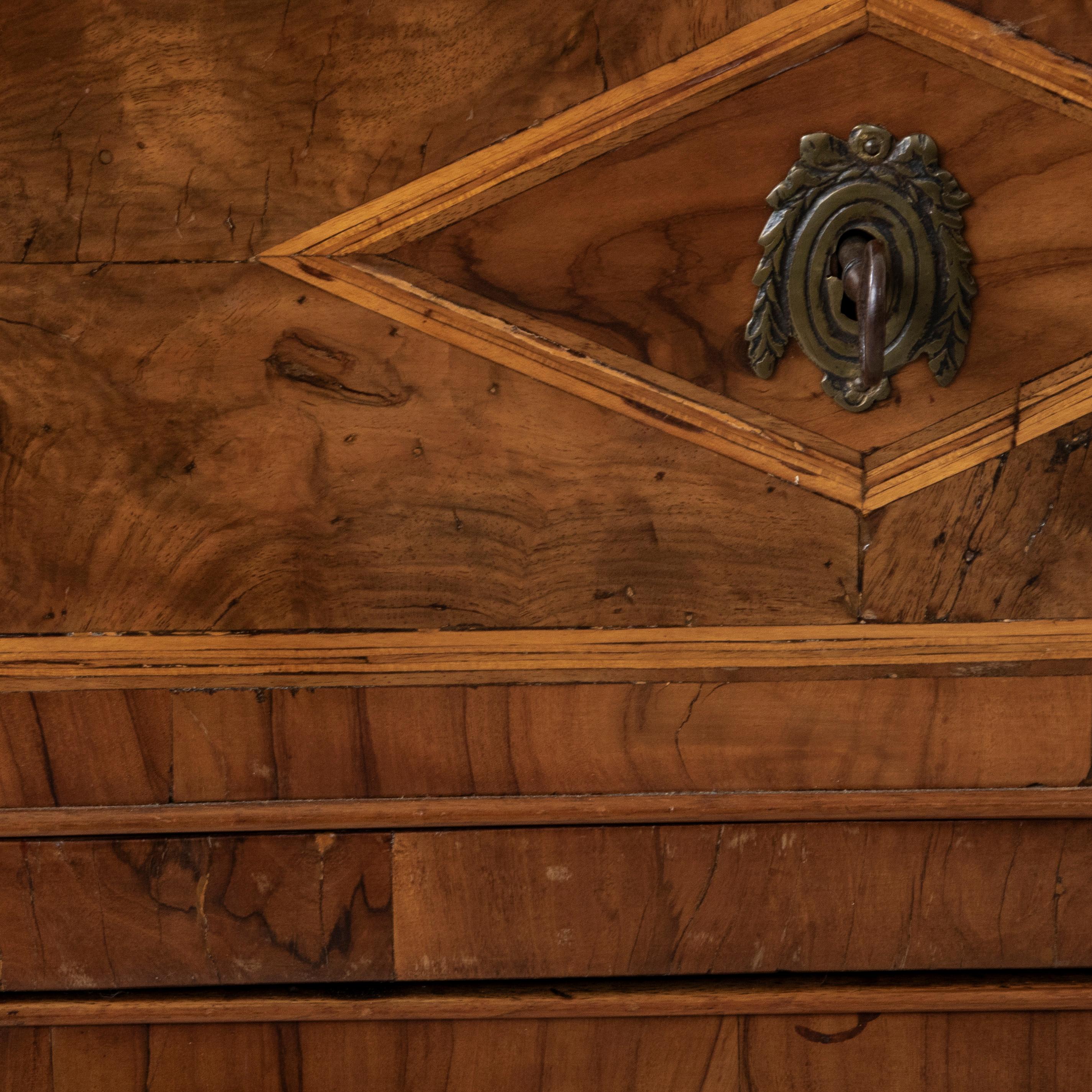 Late 18th Century Italian Marquetry Walnut Chest or Nightstand, Marble Top im Angebot 4