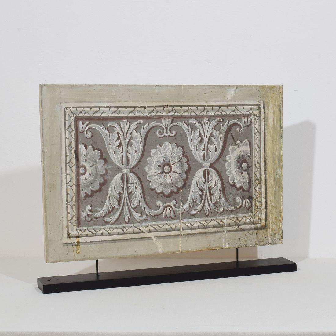 Neoclassical Late 18th century Italian Neo Classical Hand Painted Panel For Sale