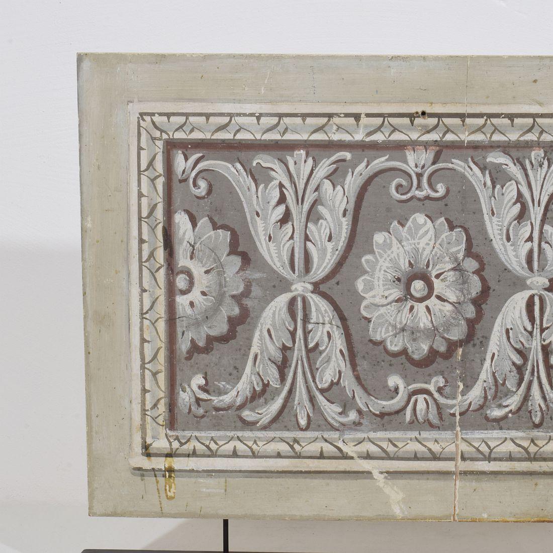 Wood Late 18th century Italian Neo Classical Hand Painted Panel For Sale