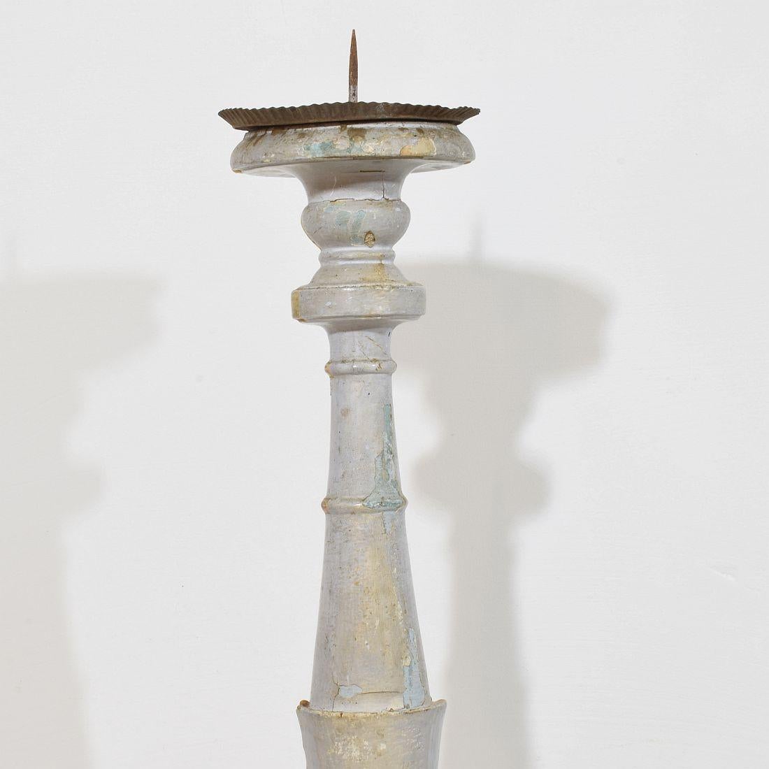 Late 18th Century Italian Neoclassical Carved Wooden Candleholder For Sale 8