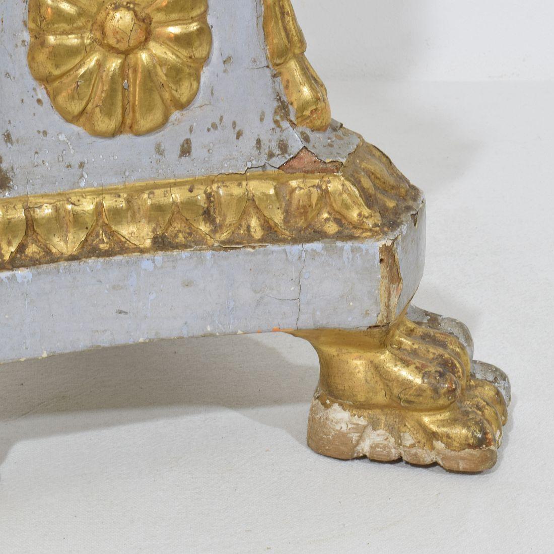 Late 18th Century Italian Neoclassical Carved Wooden Candleholder For Sale 13