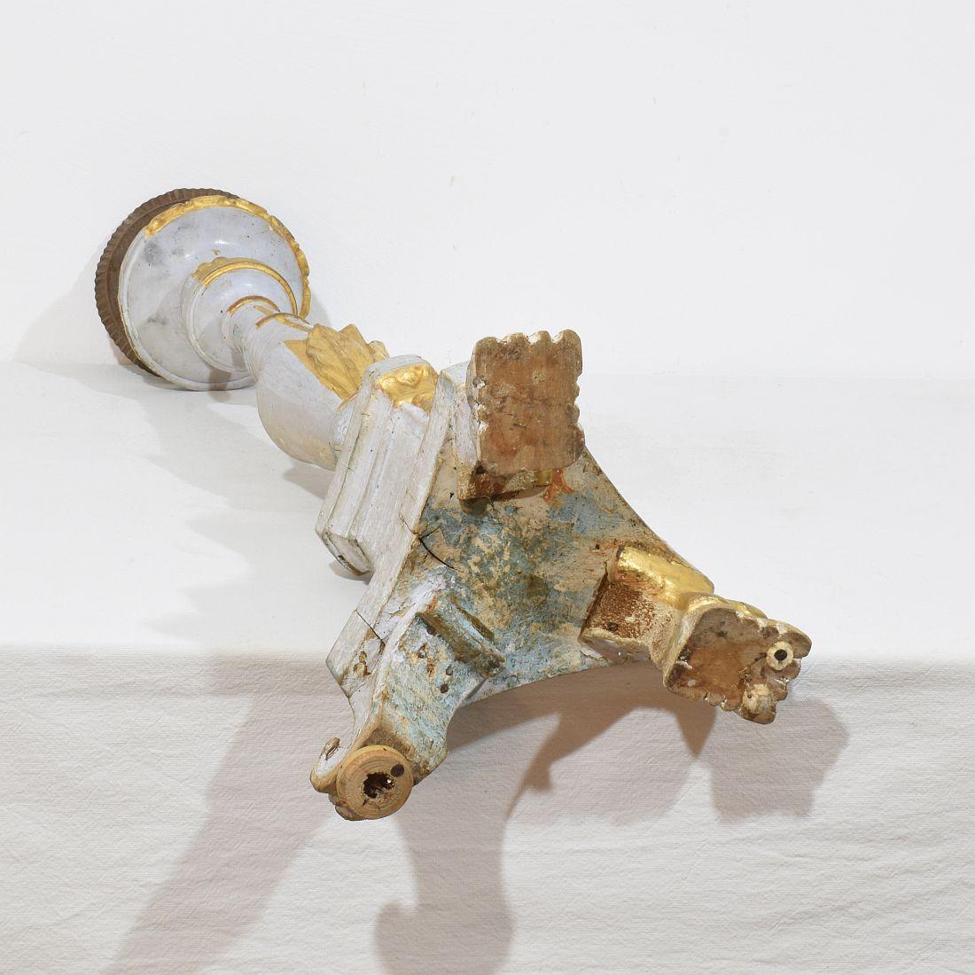 Late 18th Century Italian Neoclassical Carved Wooden Candleholder For Sale 15