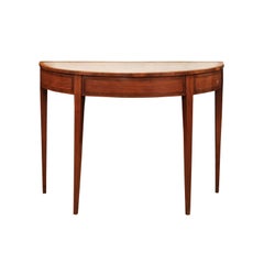 Late 18th Century Italian Neoclassical Fruitwood Demilune Console Table