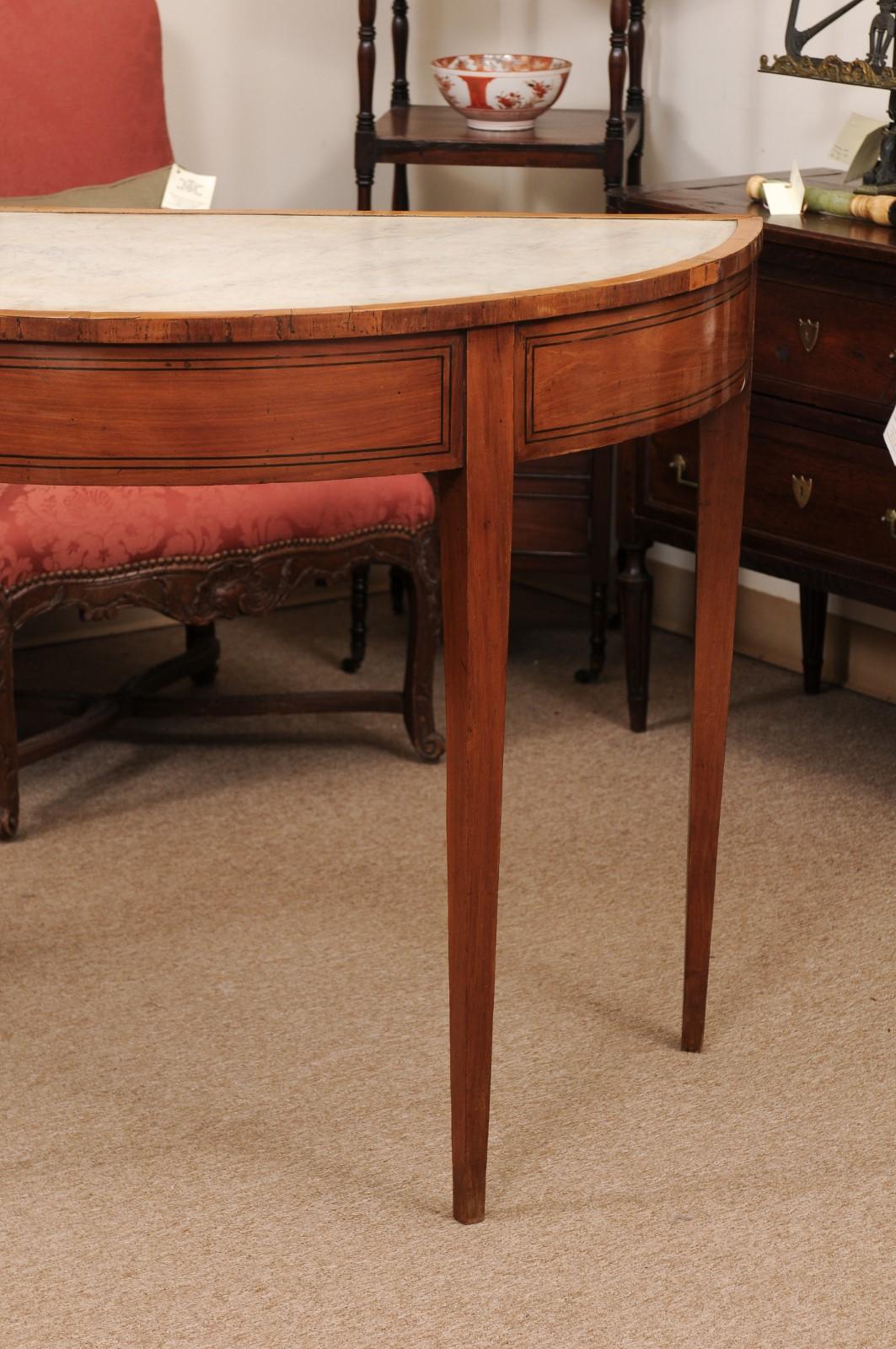 18th Century and Earlier Late 18th Century Italian Neoclassical Fruitwood Demilune Console Table  For Sale