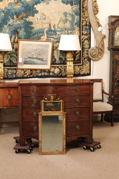 Specchio neoclassico italiano della fine del XVIII secolo in legno dorato e impiallacciato in marmo