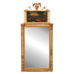 Late 18th Century Italian Neoclassical Giltwood & Marble Veneered Mirror