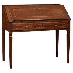 Late 18th Century Italian Neoclassical Inlaid Walnut Slant Front Desk / Bureau 