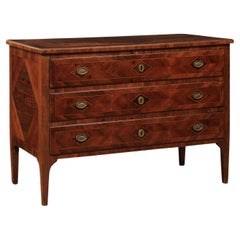 Late 18th Century Italian Neoclassical Parquetry Inlaid Walnut Commode with 3 Dr