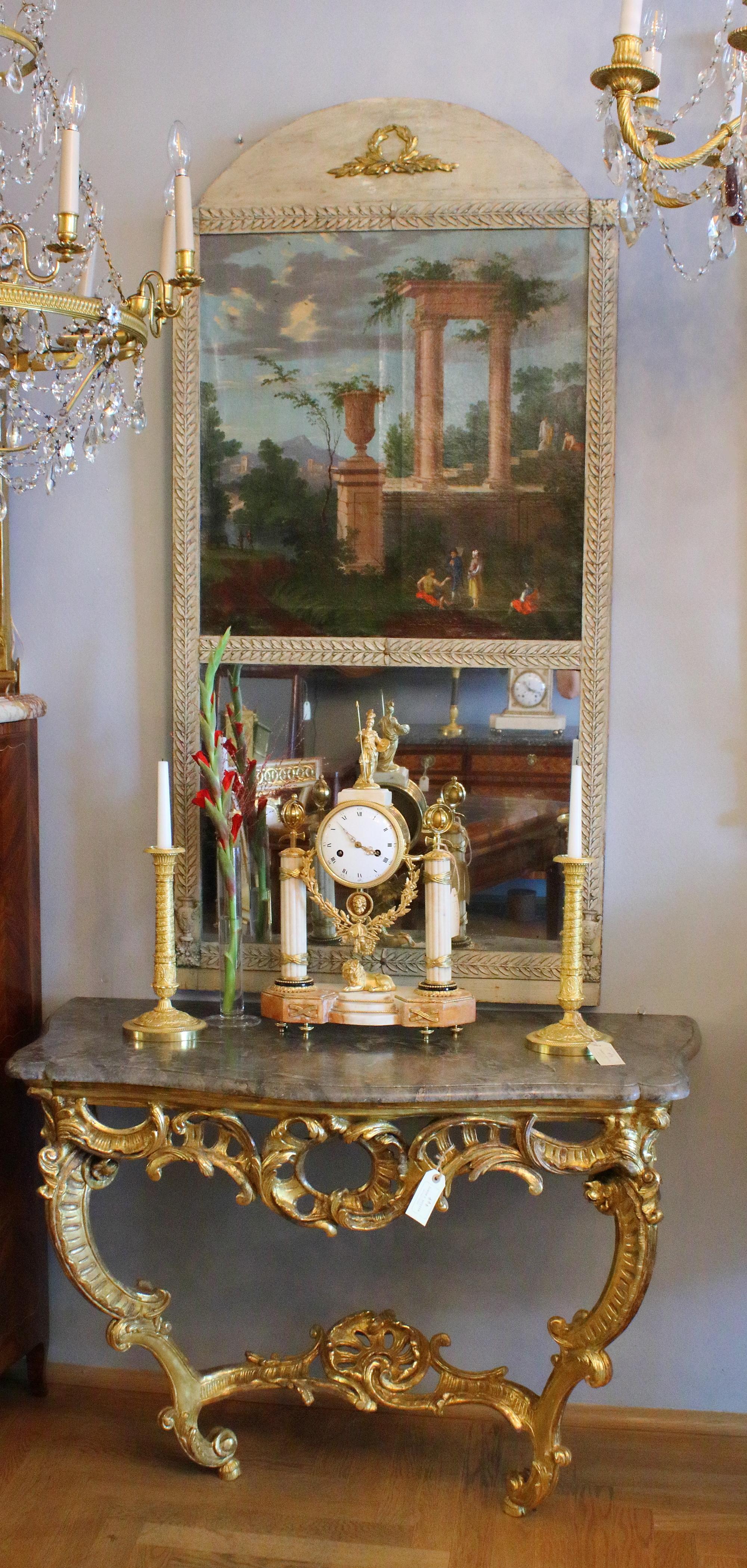 Late 18th Century Italian Neoclassical Wall Mirror with 'Capriccio' Painting 9