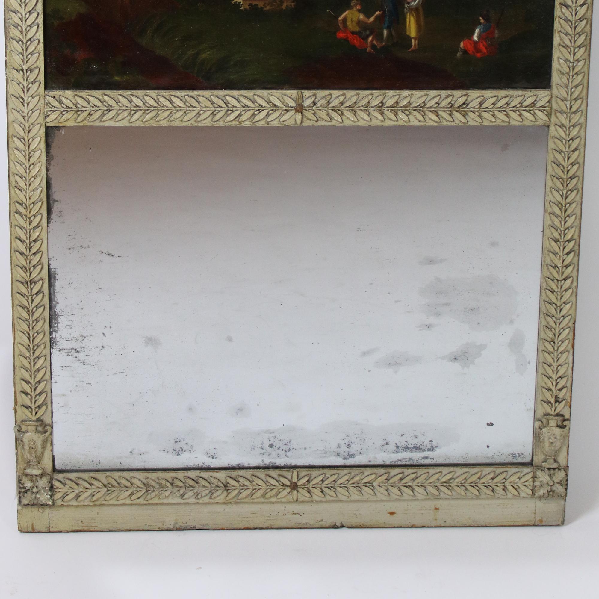 Late 18th Century Italian Neoclassical Wall Mirror with 'Capriccio' Painting In Good Condition In Berlin, DE