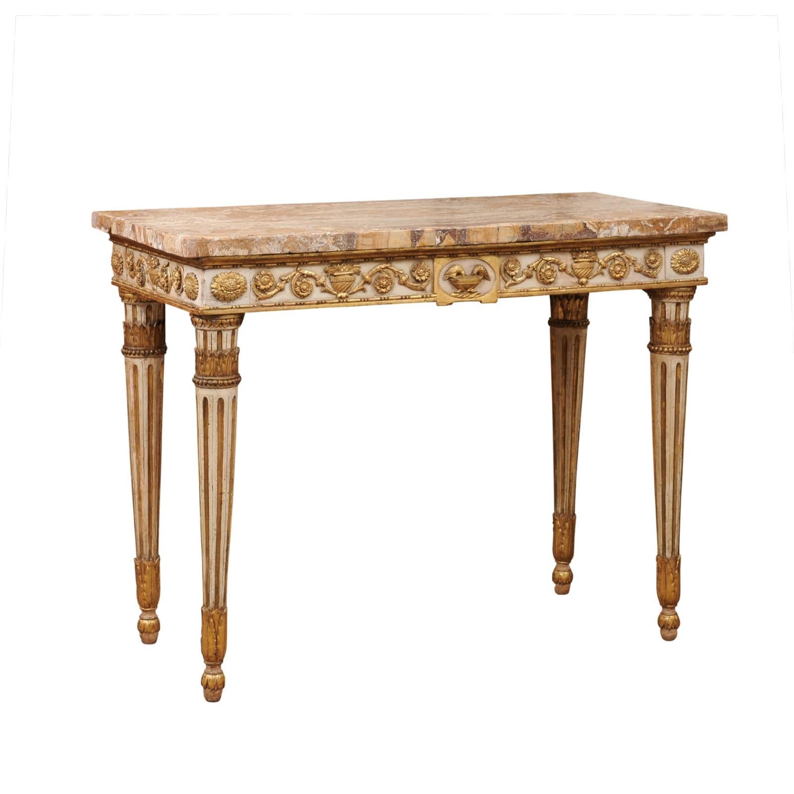 Late 18th Century Italian Painted and Parcel Gilt Neoclassical Console  For Sale 6