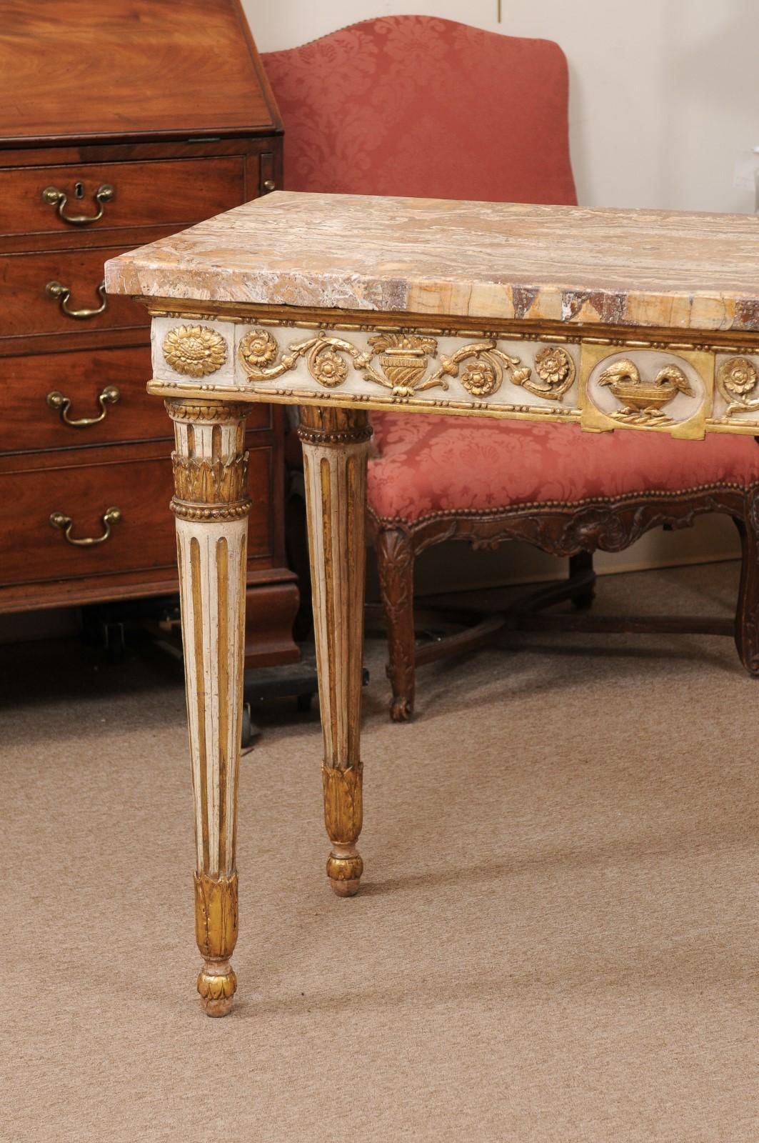 Late 18th Century Italian Painted and Parcel Gilt Neoclassical Console  For Sale 7