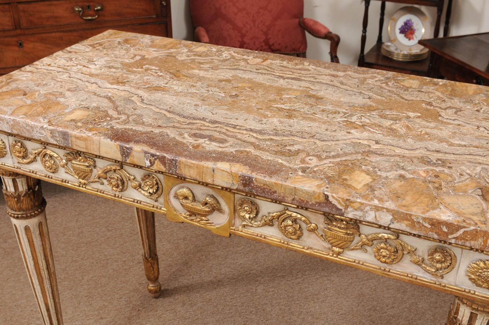Late 18th Century Italian Painted and Parcel Gilt Neoclassical Console  For Sale 9