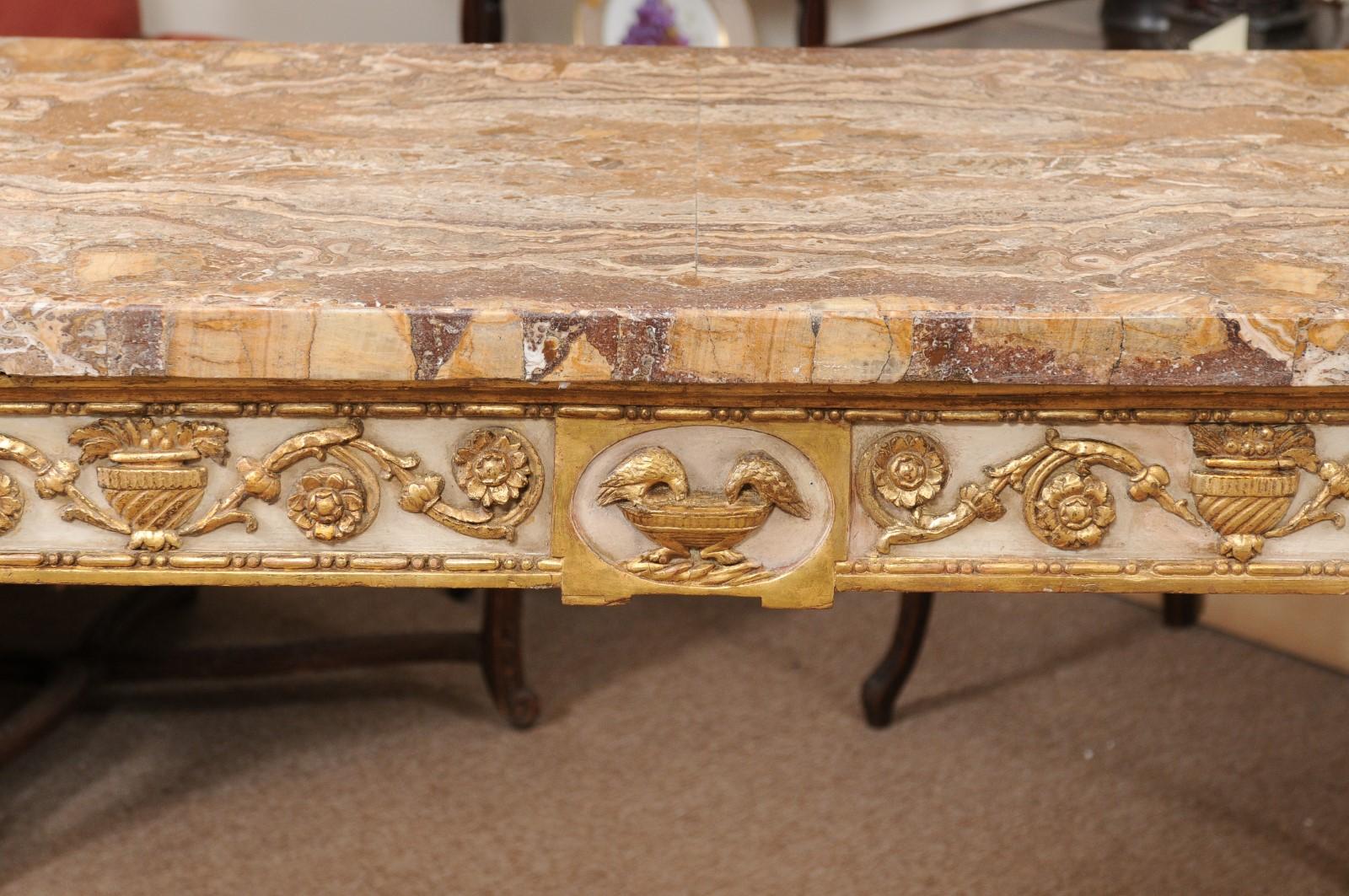 Late 18th Century Italian Painted and Parcel Gilt Neoclassical Console  For Sale 10