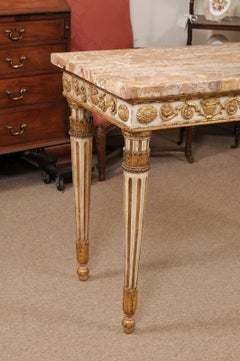 Console neoclassica italiana della fine del XVIII secolo dipinta e dorata a parcella