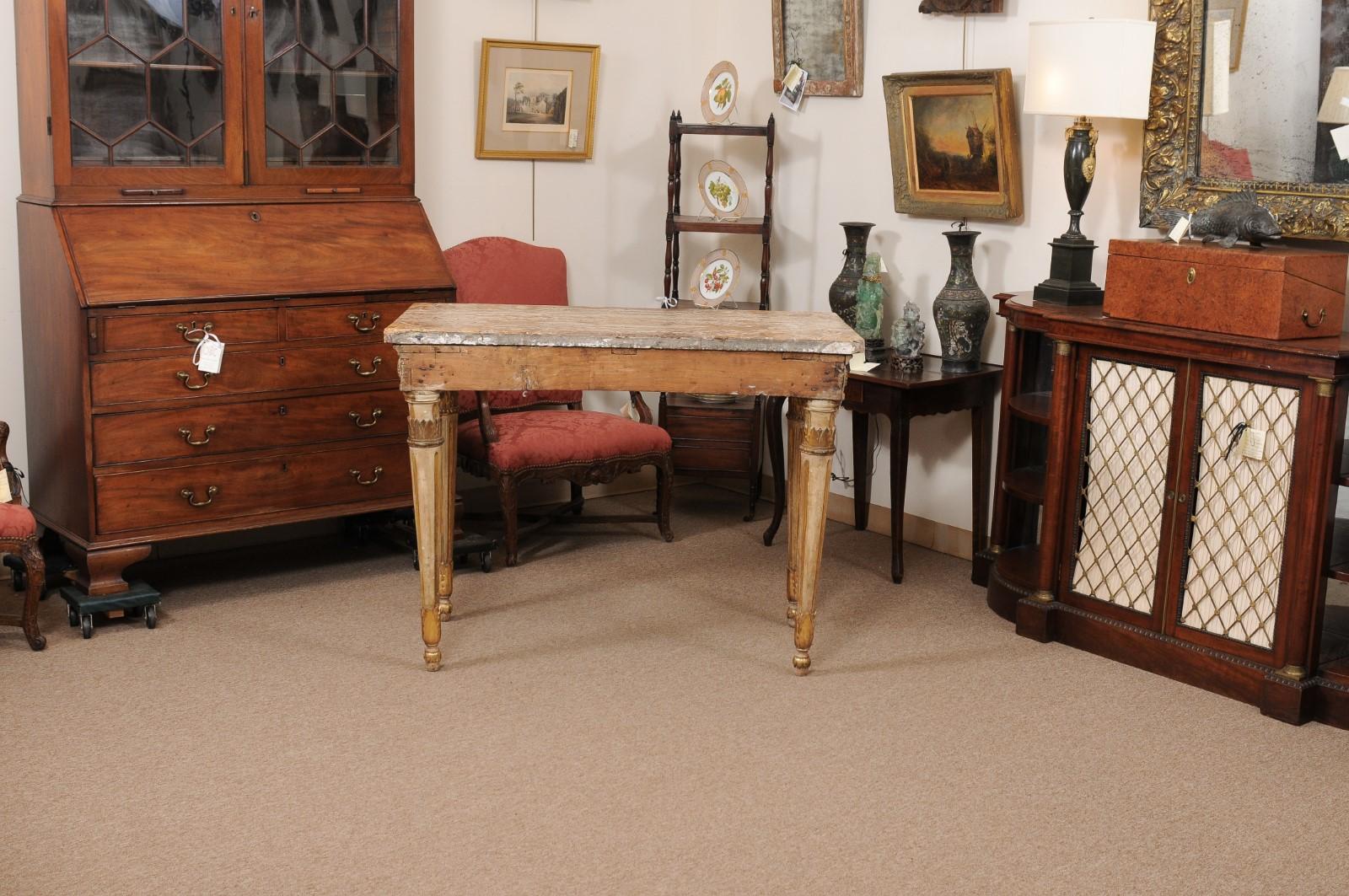 Marble Late 18th Century Italian Painted and Parcel Gilt Neoclassical Console For Sale