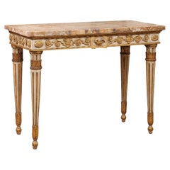 Antique Late 18th Century Italian Painted and Parcel Gilt Neoclassical Console 