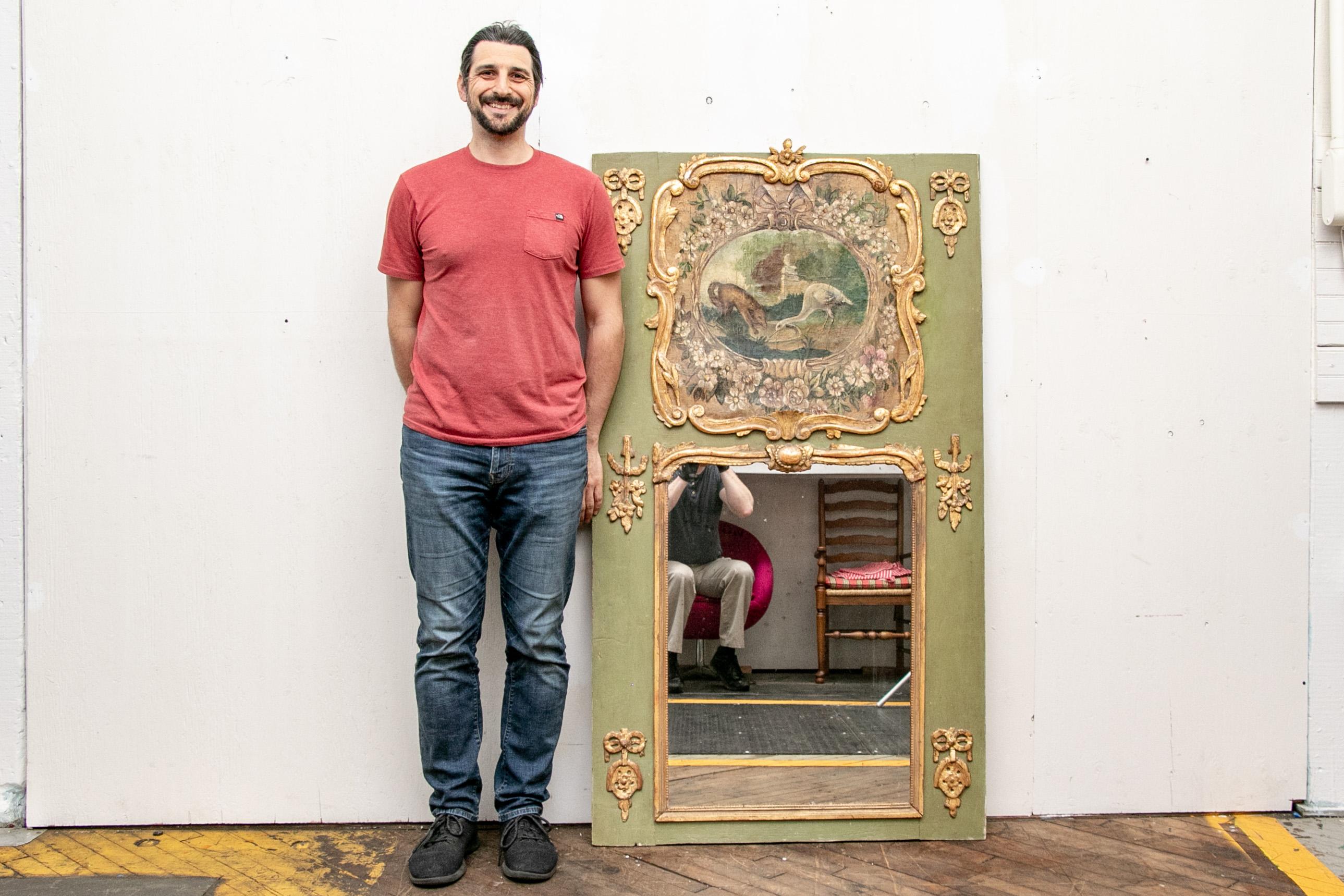 Late 18th Century French Louis XV Style Trumeau Mirror In Good Condition For Sale In Bridgeport, CT