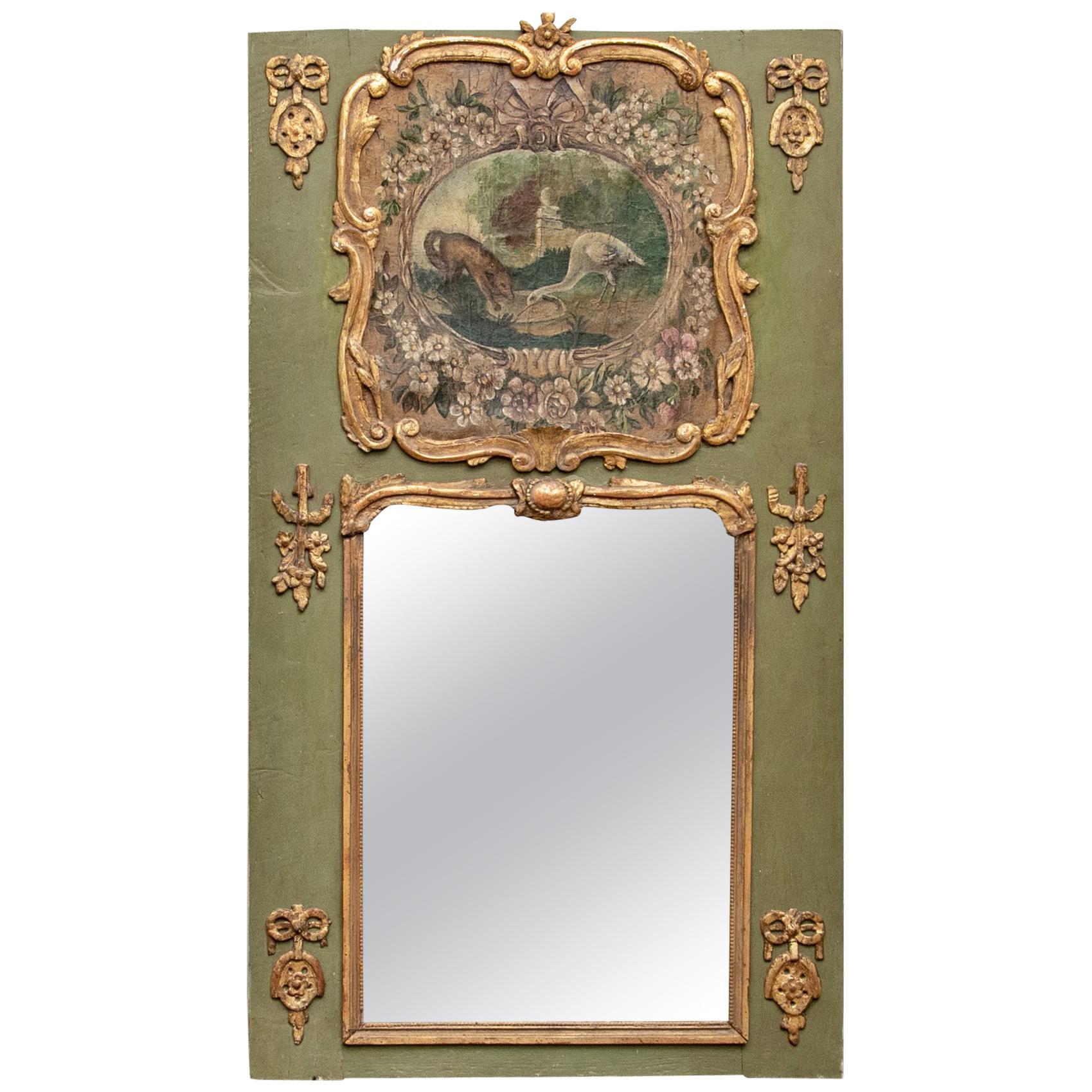 Late 18th Century French Louis XV Style Trumeau Mirror For Sale