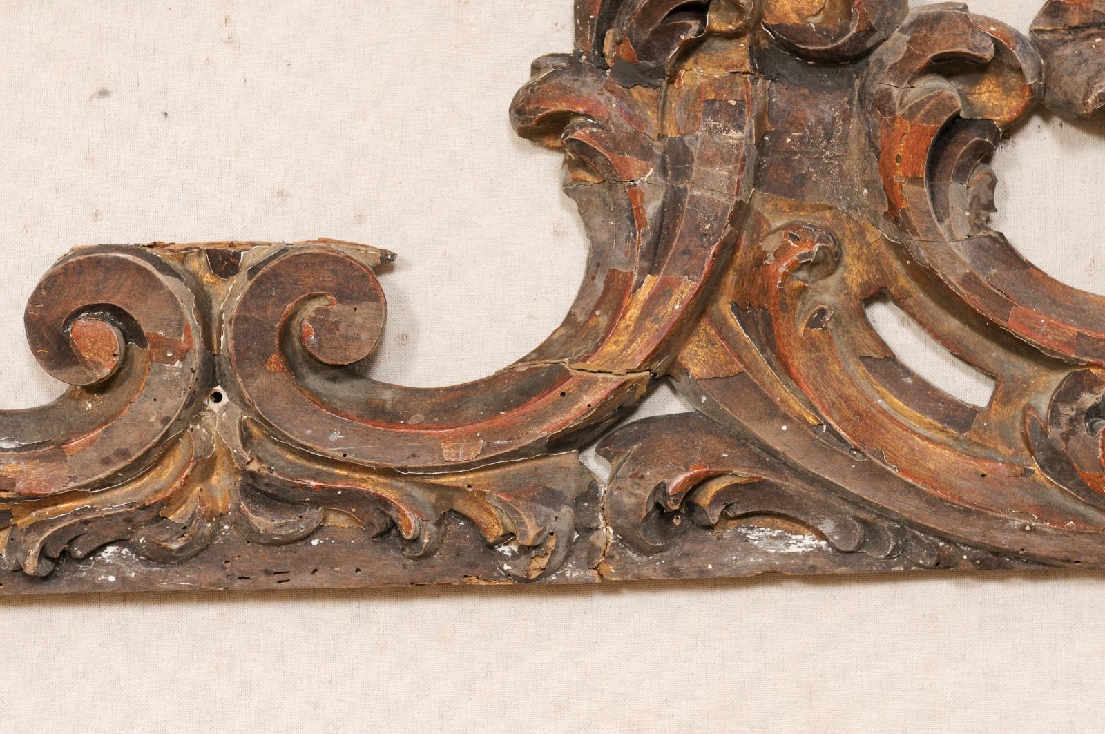 Late 18th Century Italian Pierce-Carved Wood Pediment Fragment For Sale 4