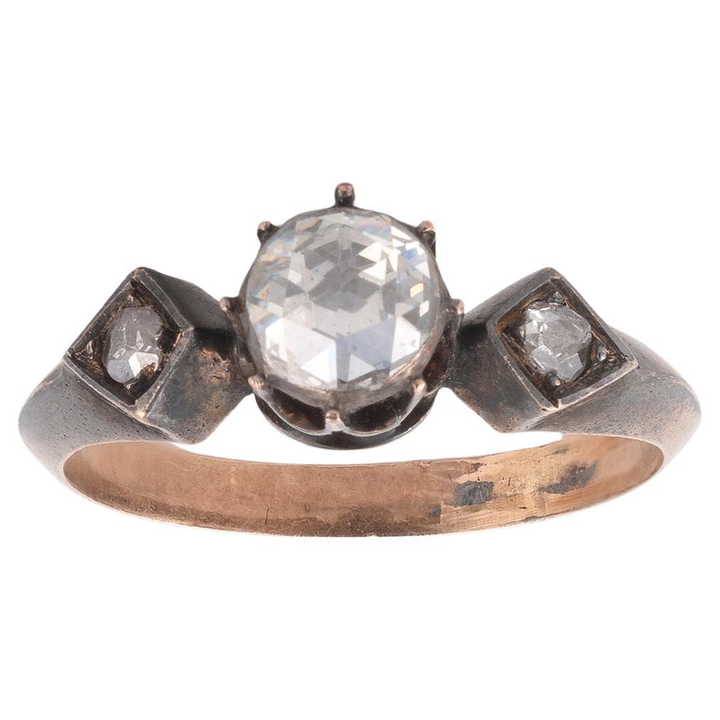 Women's or Men's Late 18th Century Italian Rose Cut Diamond Ring For Sale