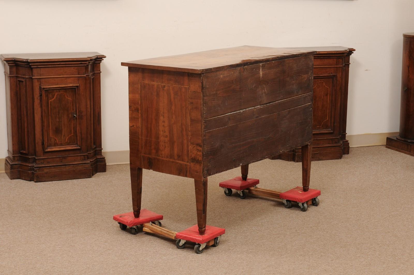Late 18th Century Italian Walnut 2 Drawer Commode with Inlay, ca. 1790 For Sale 9