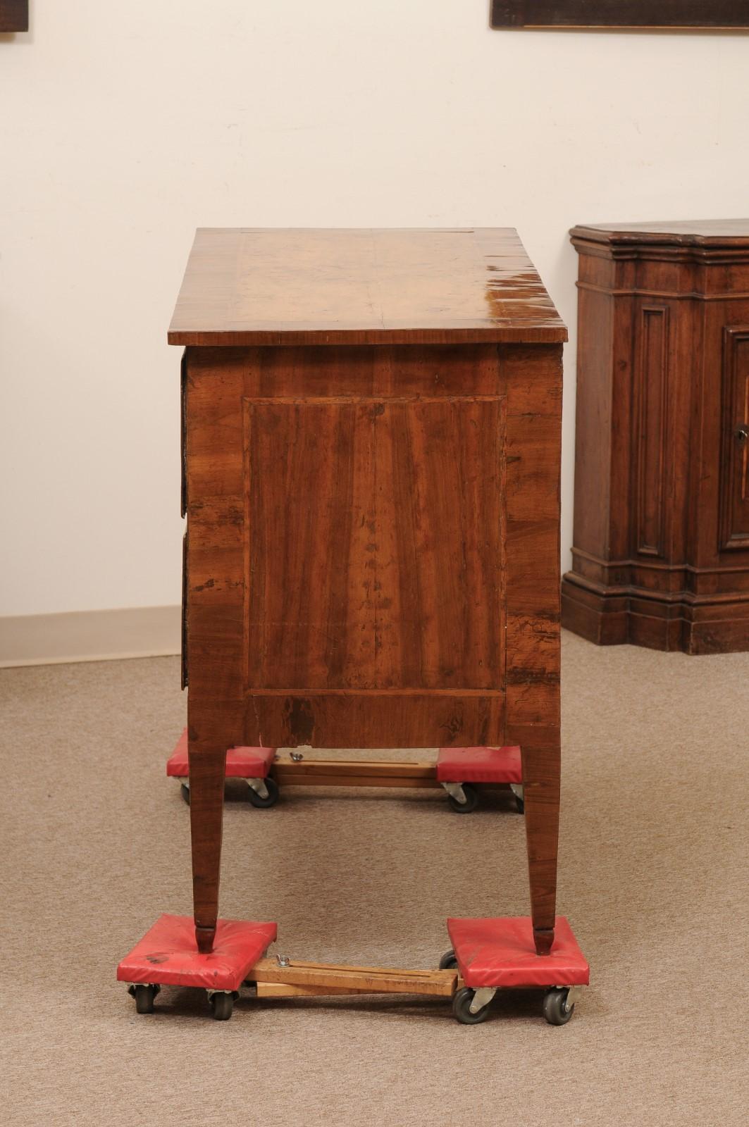 Late 18th Century Italian Walnut 2 Drawer Commode with Inlay, ca. 1790 For Sale 10