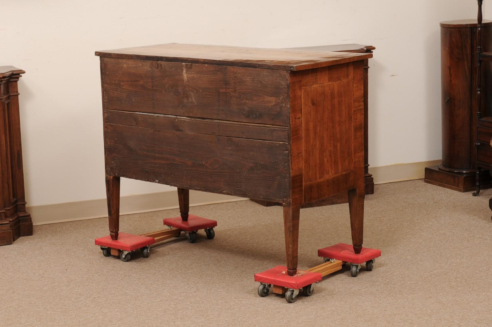 Late 18th Century Italian Walnut 2 Drawer Commode with Inlay, ca. 1790 For Sale 7
