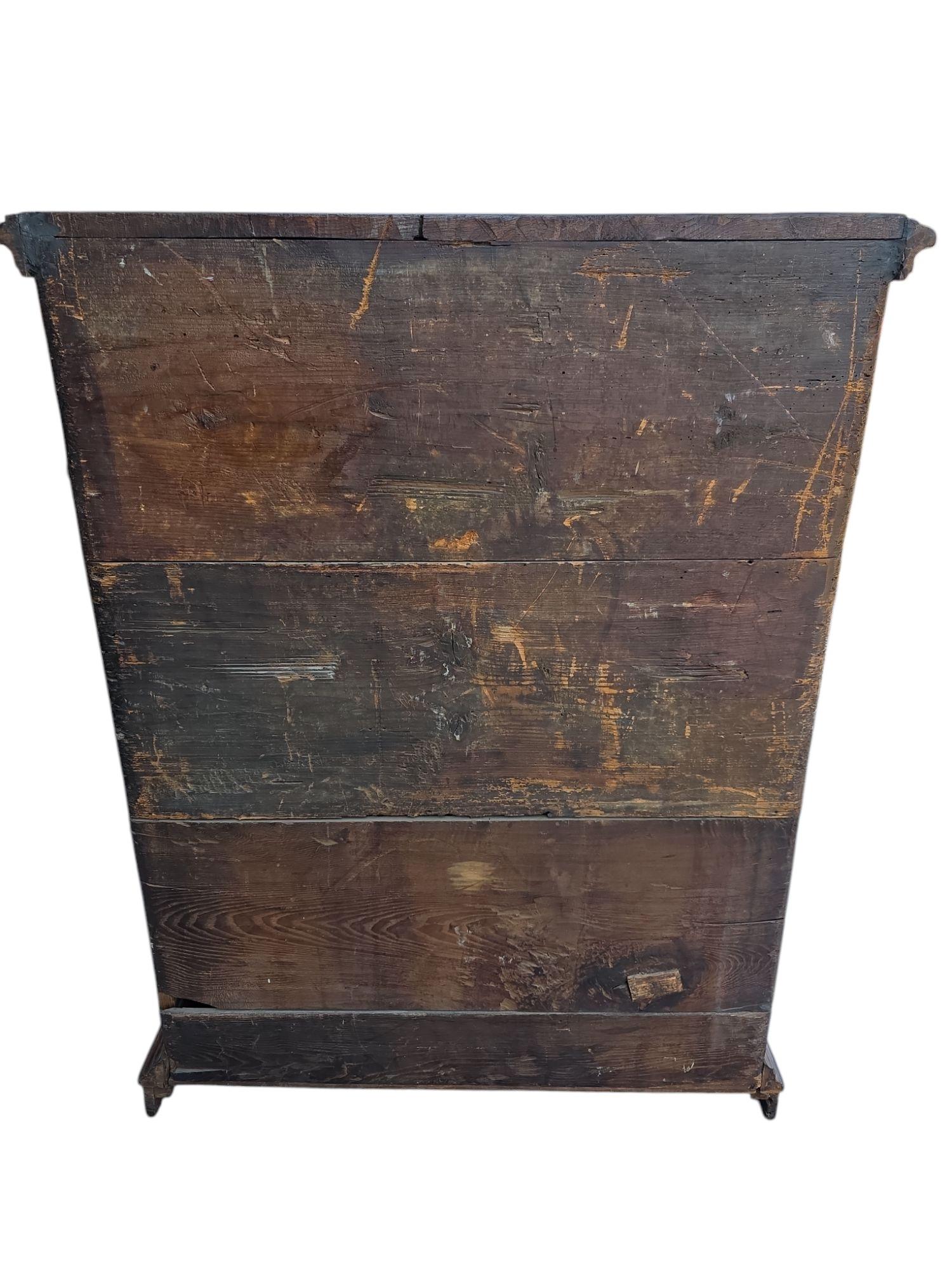 Hand-Crafted Late 18th Century Italian Walnut High Chest of Drawers For Sale
