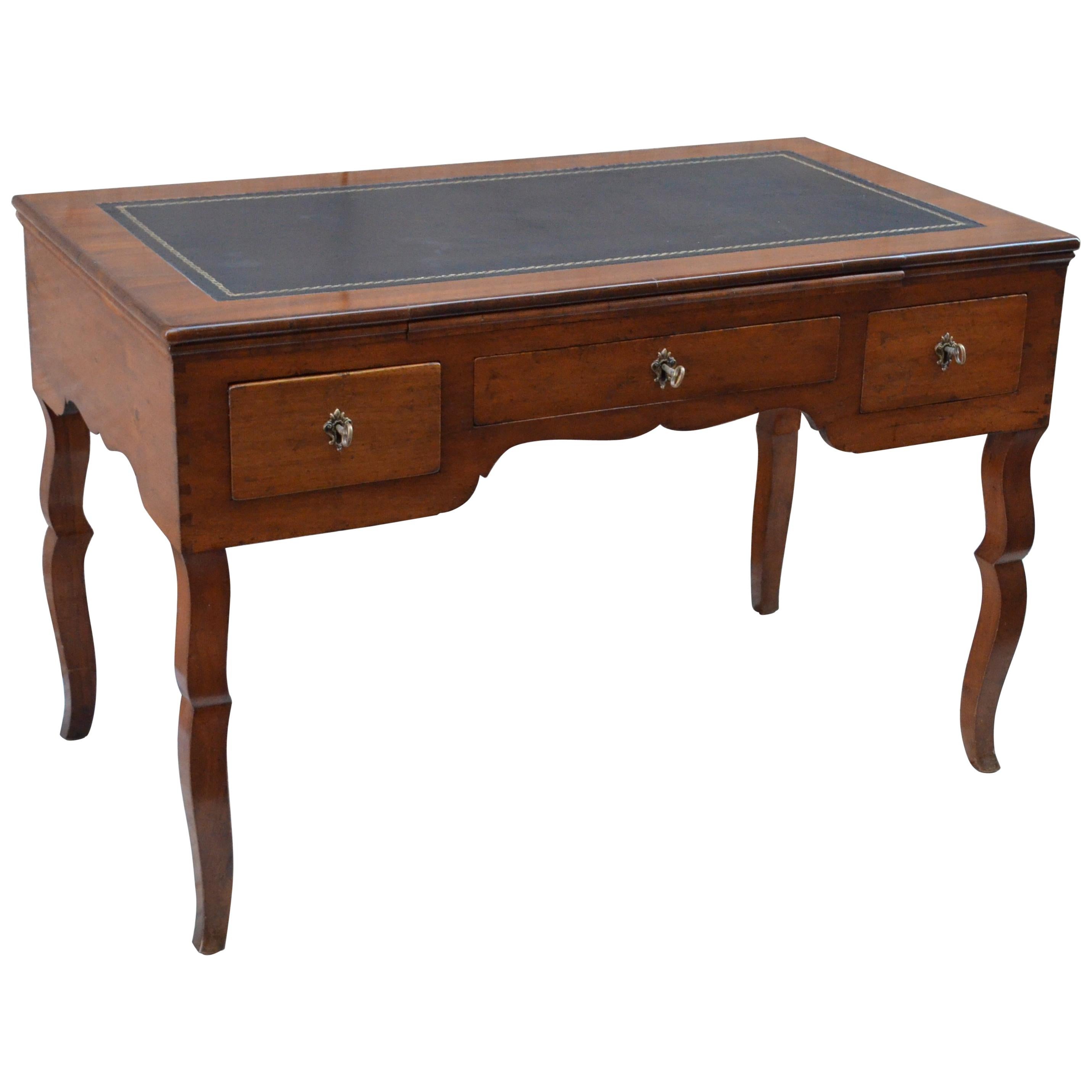 Late 18th Century Italian Walnut Wood Three Drawers Desk, Italy Veneto