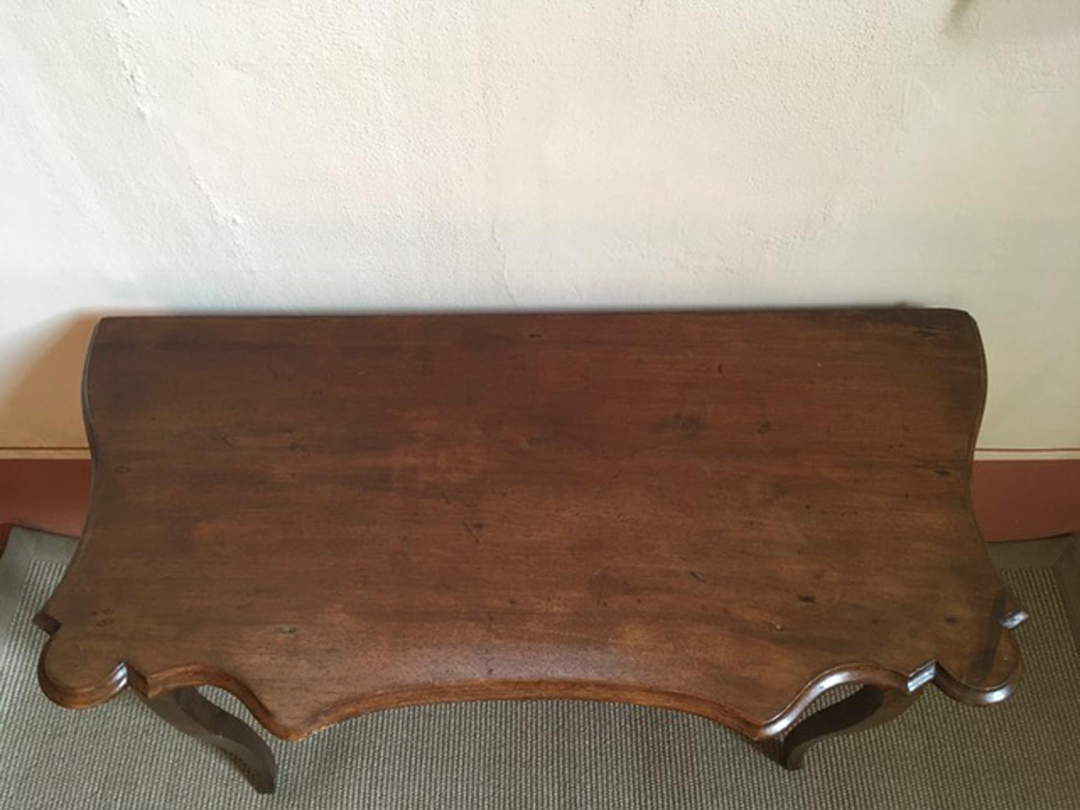 Italy Late 18th Century Regency Walnut Console or Wall Desk Hand Carved For Sale 12