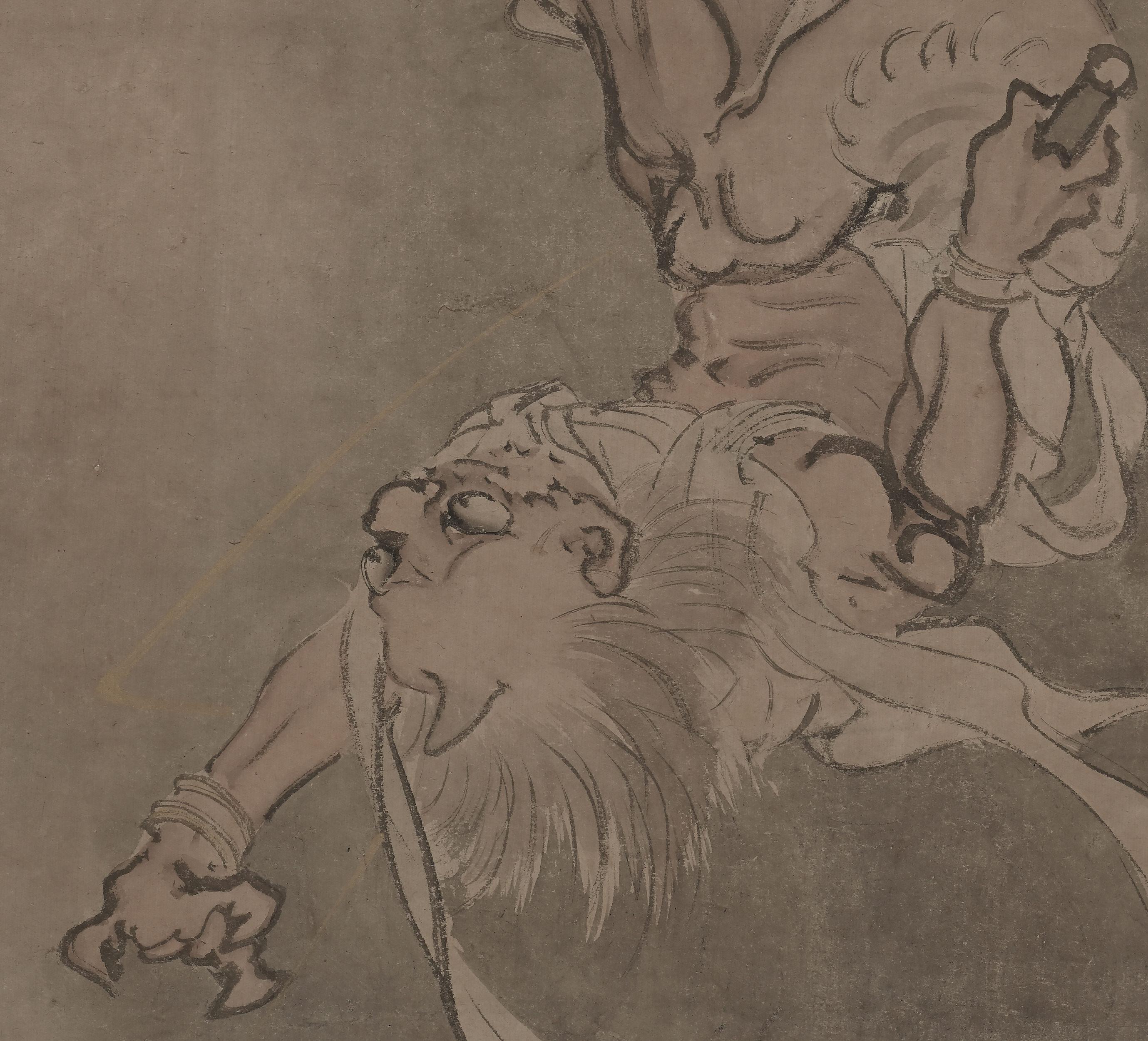 Japanisches gerahmtes Gemälde des späten 18. Jahrhunderts, Gott des Thunder, von Yamaguchi Soken (Edo) im Angebot